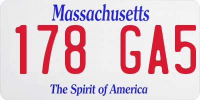 MA license plate 178GA5