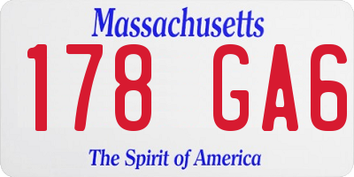 MA license plate 178GA6