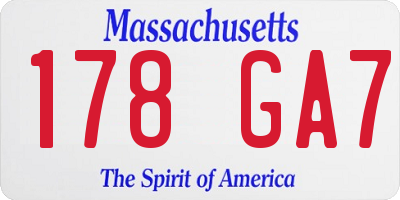MA license plate 178GA7