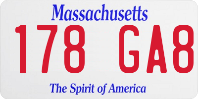 MA license plate 178GA8