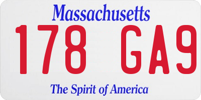 MA license plate 178GA9