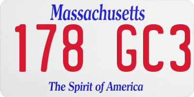 MA license plate 178GC3