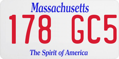 MA license plate 178GC5