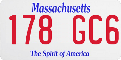 MA license plate 178GC6