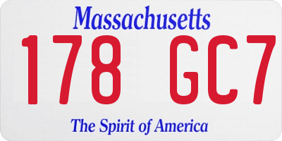 MA license plate 178GC7