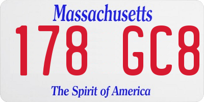MA license plate 178GC8