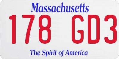 MA license plate 178GD3