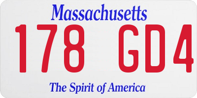 MA license plate 178GD4