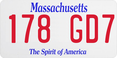 MA license plate 178GD7