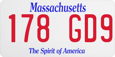 MA license plate 178GD9