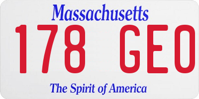 MA license plate 178GE0