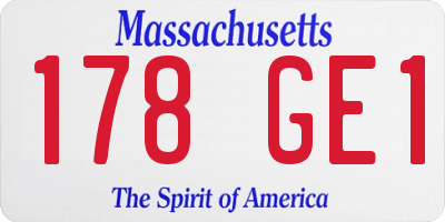 MA license plate 178GE1