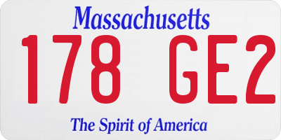 MA license plate 178GE2