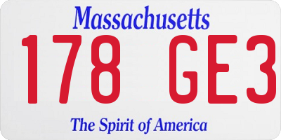 MA license plate 178GE3