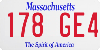 MA license plate 178GE4