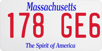 MA license plate 178GE6