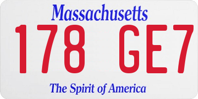 MA license plate 178GE7