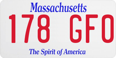 MA license plate 178GF0