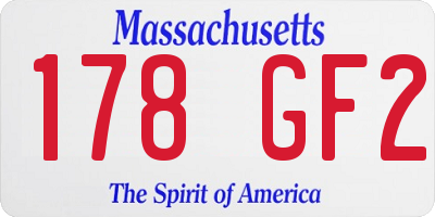 MA license plate 178GF2