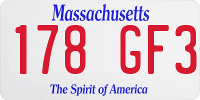 MA license plate 178GF3