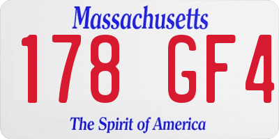 MA license plate 178GF4