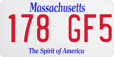 MA license plate 178GF5