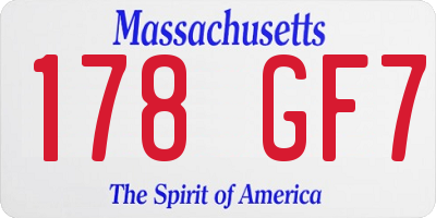 MA license plate 178GF7