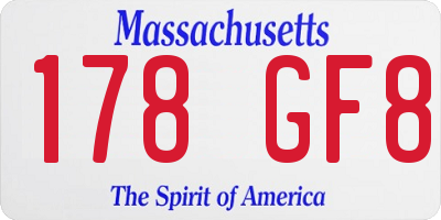 MA license plate 178GF8