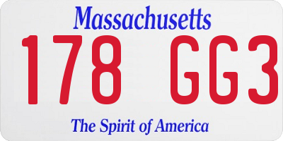 MA license plate 178GG3