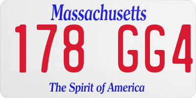 MA license plate 178GG4