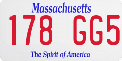 MA license plate 178GG5