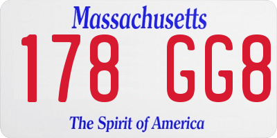 MA license plate 178GG8