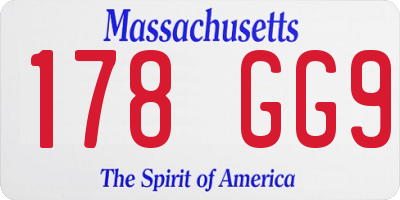 MA license plate 178GG9