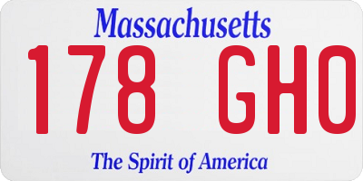 MA license plate 178GH0