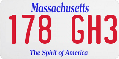MA license plate 178GH3