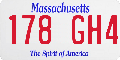 MA license plate 178GH4