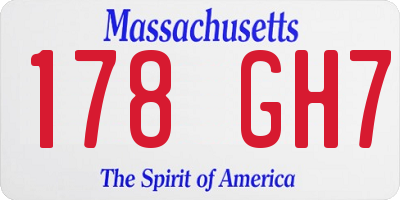 MA license plate 178GH7