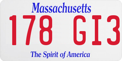 MA license plate 178GI3