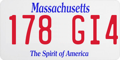 MA license plate 178GI4