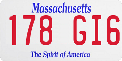 MA license plate 178GI6
