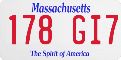 MA license plate 178GI7