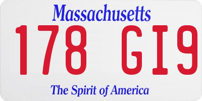 MA license plate 178GI9