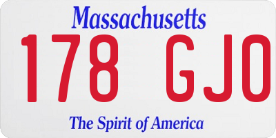 MA license plate 178GJ0