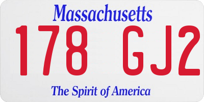 MA license plate 178GJ2