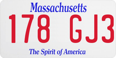 MA license plate 178GJ3