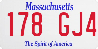MA license plate 178GJ4