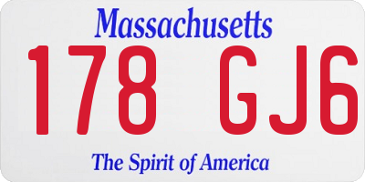 MA license plate 178GJ6