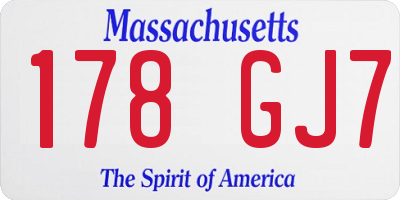 MA license plate 178GJ7