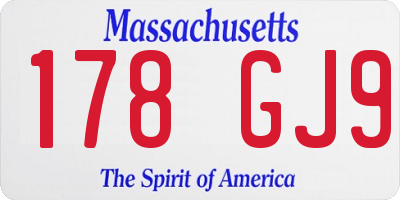 MA license plate 178GJ9