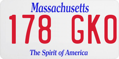 MA license plate 178GK0